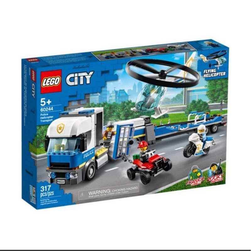 LEGO City 60244 Police Helicopter Transport Mainan Puzzle Anak