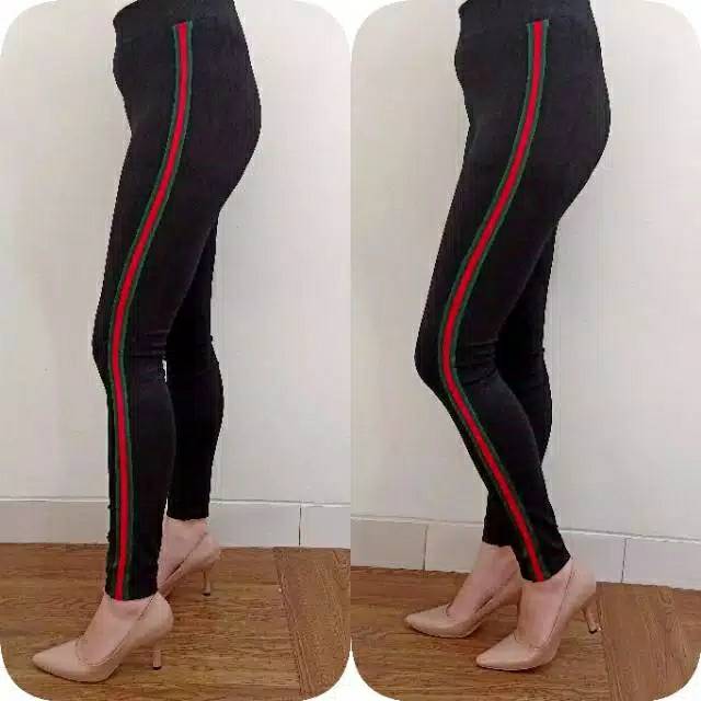 NEW LEGGING IMPORT LIST MERAH HIJAU / LEGGING LIST GUCCI JAHIT / LEGGING IMPORT MURAH /LEGGING MURAH