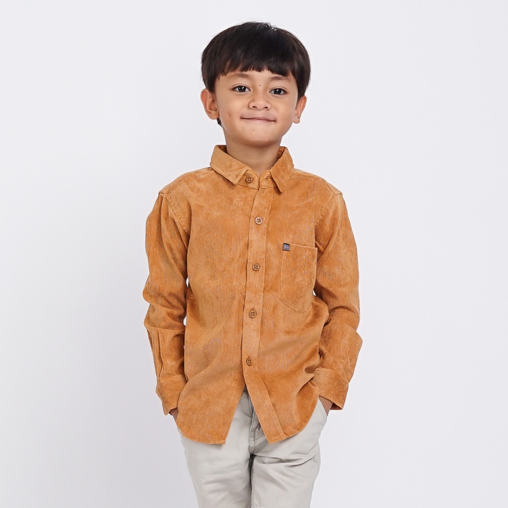 Kemeja anak laki lengan panjang kodorai warna khaki DRK006.1