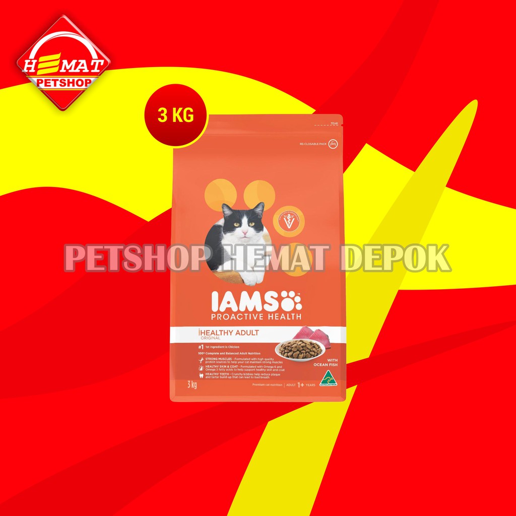 IAMS Makanan Kucing Dewasa Ikan Laut Ocean FIsh 3 KG Murah No Whiskas