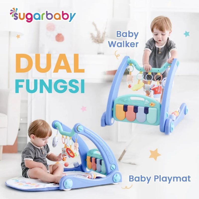 SUGARBABY 2IN1 BABY WALKER PLAYMAT PIANO - Alat Bantu Jalan plus mainan bayi