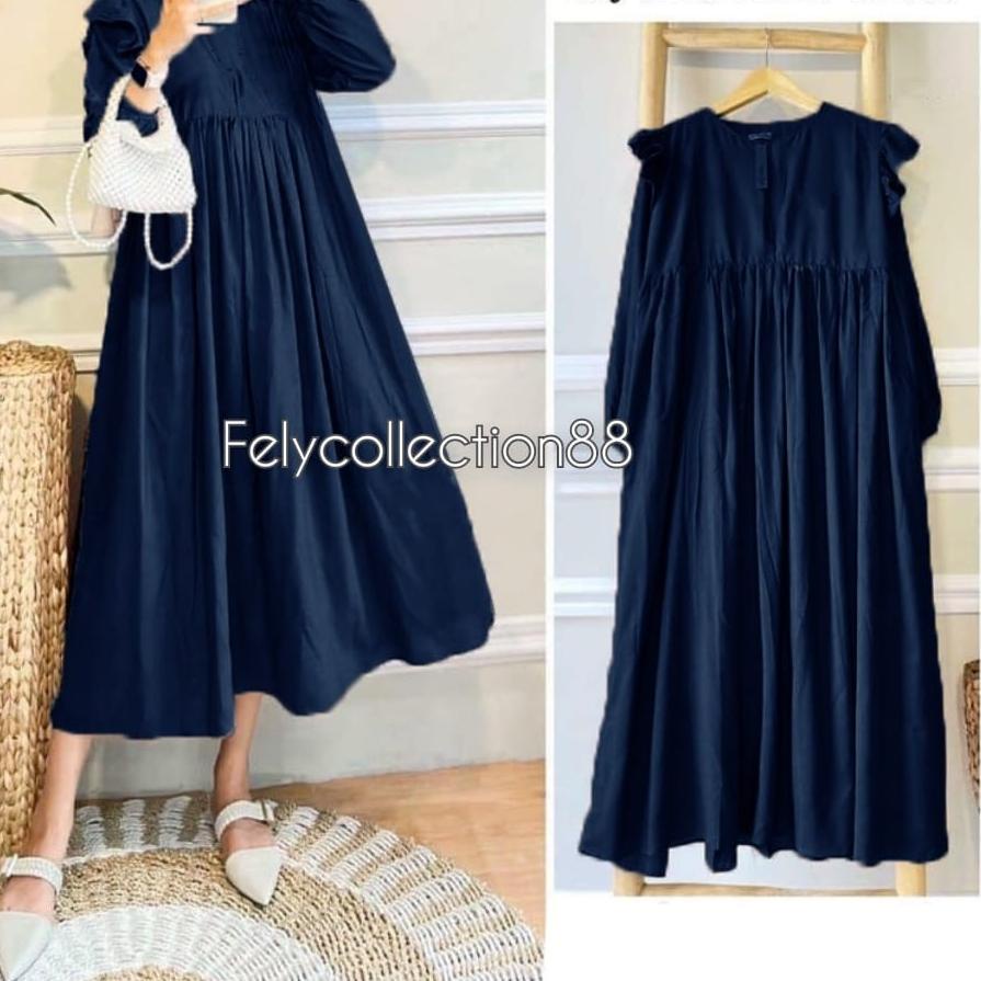 リ Isyana Midi Dress / Gamis Wanita / Kekinian / Casual Dress / Fashion Muslim Recomend