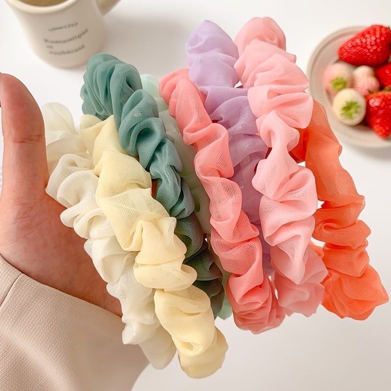 Bando Scrunchie Transparant Korea Serut Headband Bandana Polos Wanita AccFashionMurah