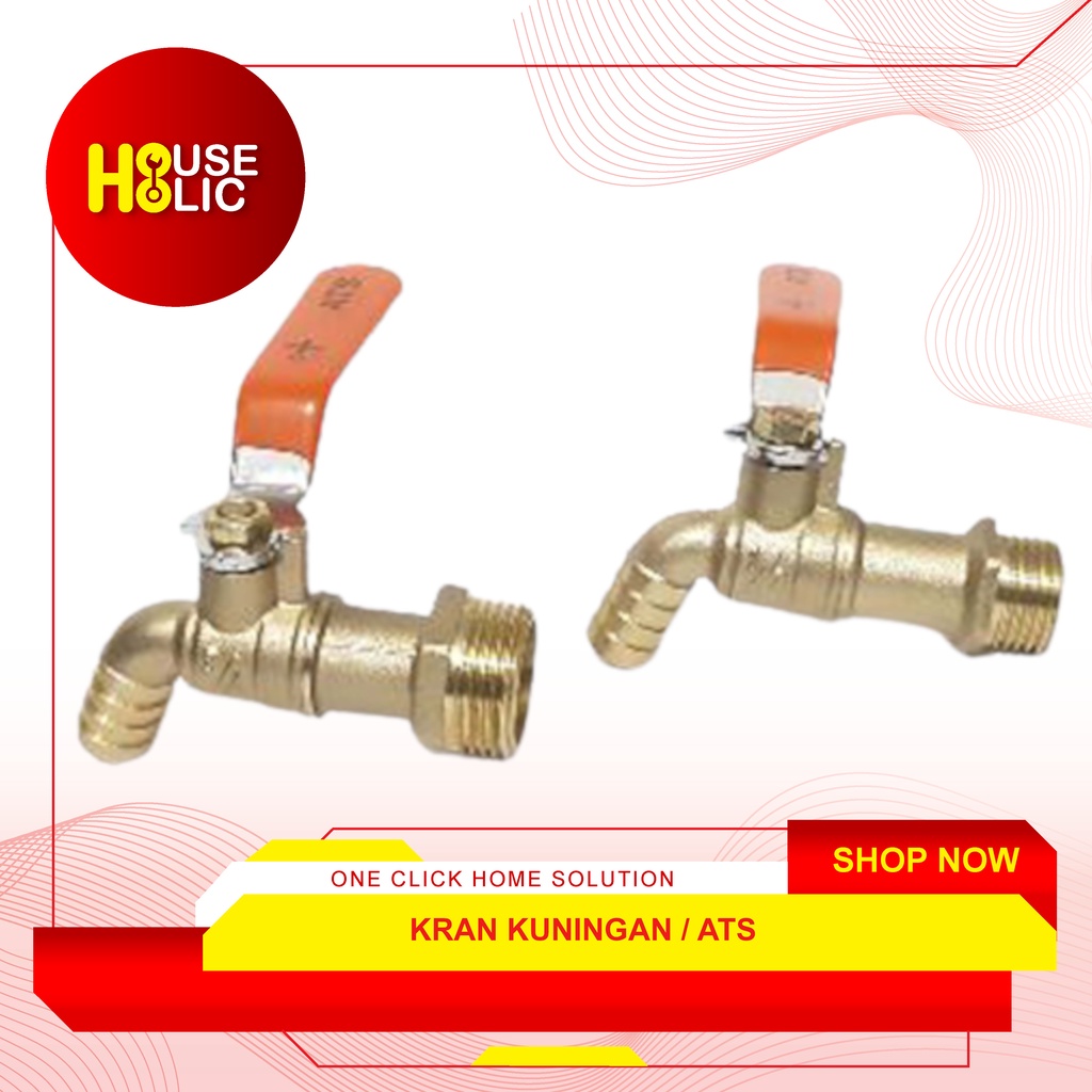 Kran Air Kuningan / Kran Tembok Kuningan Gagang Panjang 1/2&quot;  3/4&quot;
