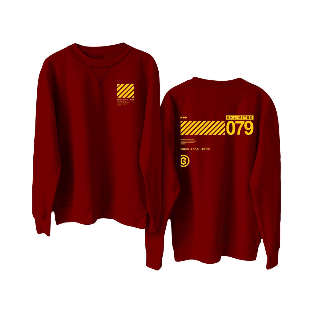 Sweater Crewneck BRIGO Unlimited  Sablon DTF Fleece Cotton II BRIGO Basic Sweatshirt  Unlimited II M-XXL (Pria &amp; Wanita) Free stiker&amp;Gantungan Kunci