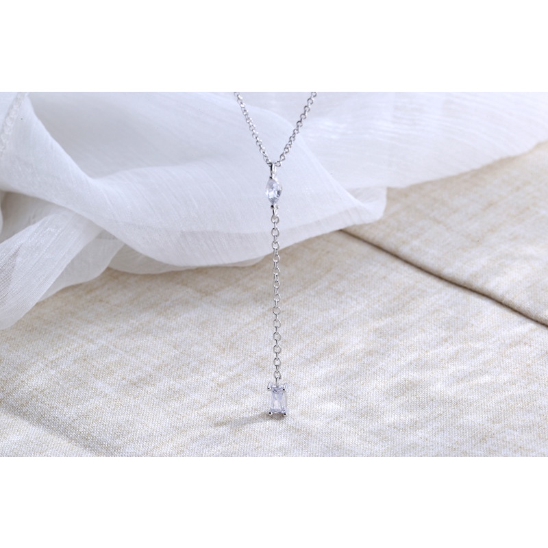 Korean Shiny Diamond Tassel Long Necklace Pendant Girls Exquisite Ins Trend Sweet Zircon Simple Necklace Clavicle Chain Women Fashion Jewelry Accessories Gift