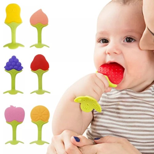 Teether bayi buah / gigitan bayi buah silikon BPA Free kuat aman mainan bayi