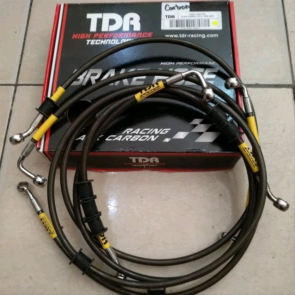 BRAKE HOSE SELANG REM TDR BLACK CARBON SET YAMAHA NMAX NON ABS 2016-2021 ORI