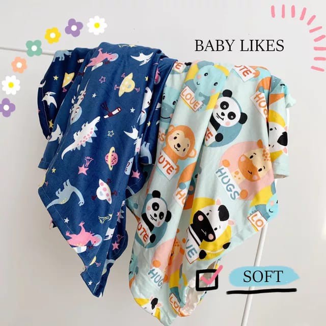 Selimut bayi double fleece / Selimut bayi Jumbo bintik printing premium