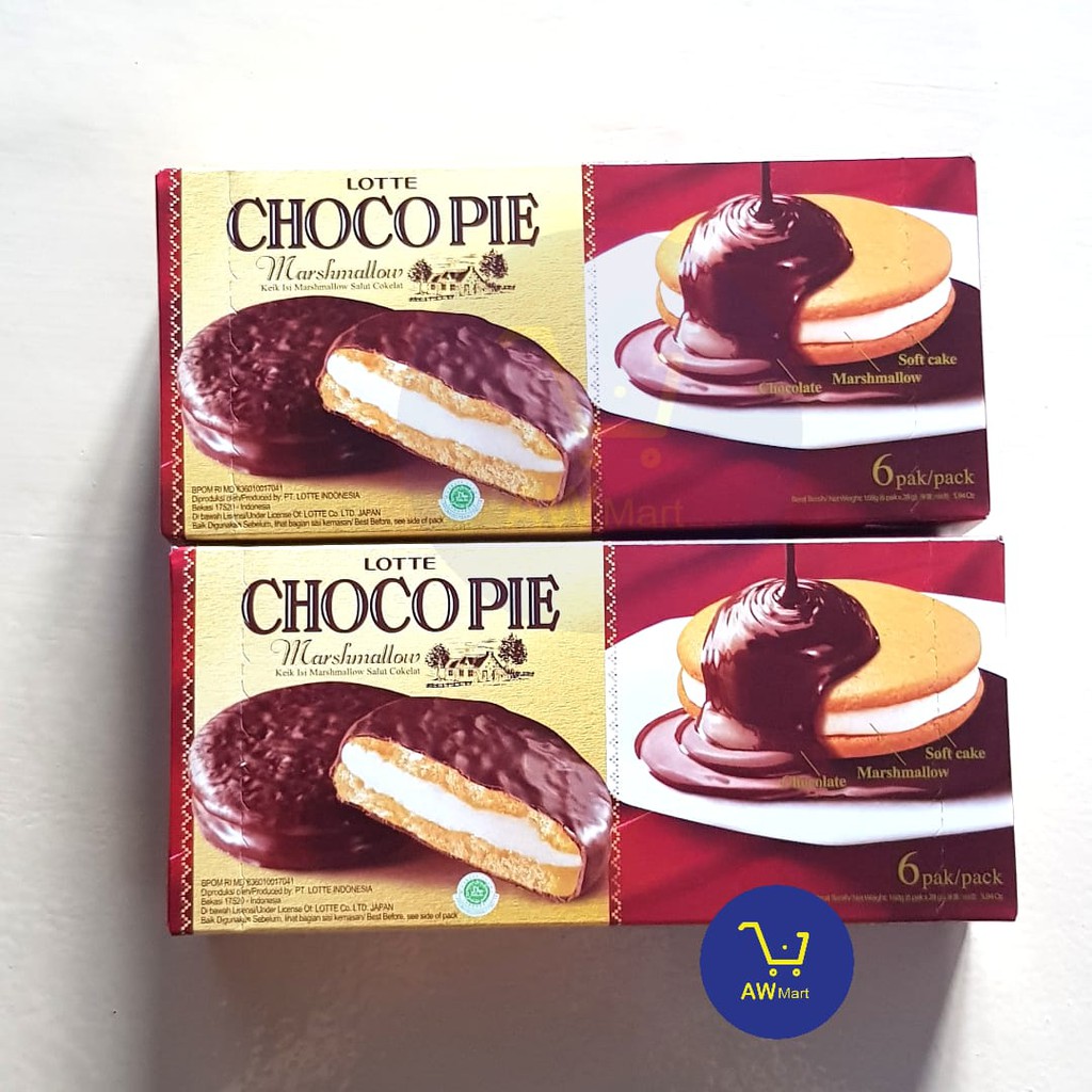 LOTTE CHOCO PIE MARSHMALLOW  168GRAM (ISI 6 PACK 28 GRAM)