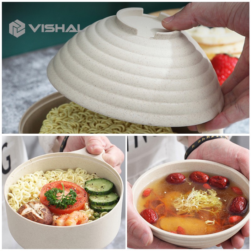 VISHAL Set Mangkok 6 in 1 Mangkuk Wheat Straw Serbaguna COVER THE CUP BOWL VS-42