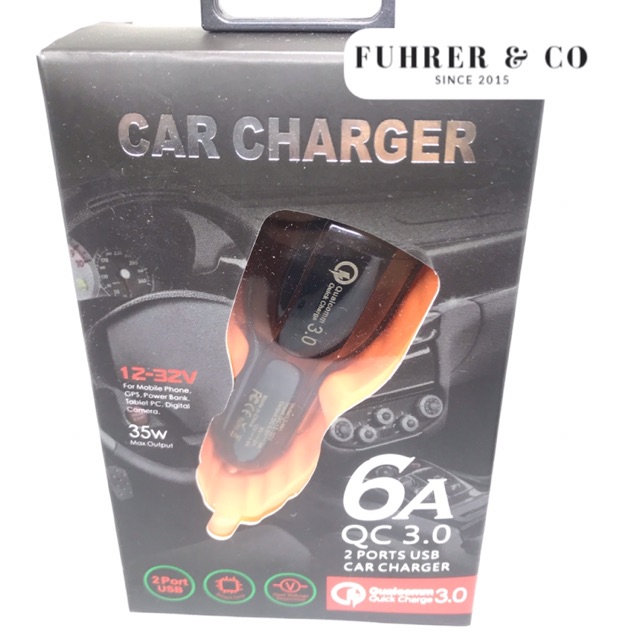 Car Charger Mobil 2 Ports USB Adaptor Quick Charge 3.0