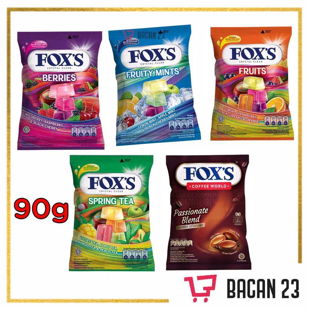 

Permen Fox's ( 90g ) ( Spring Tea - Berries - Coffe - Mints - Fruits ) / Candy / Bacan 23 - Bacan23