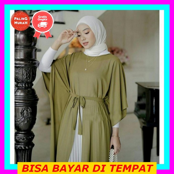 Gamis Long Dress Dres Drees Abaya Baju Jubah Syari Gaun Pakaian Polos Kancing Depan Muslim Muslimah 