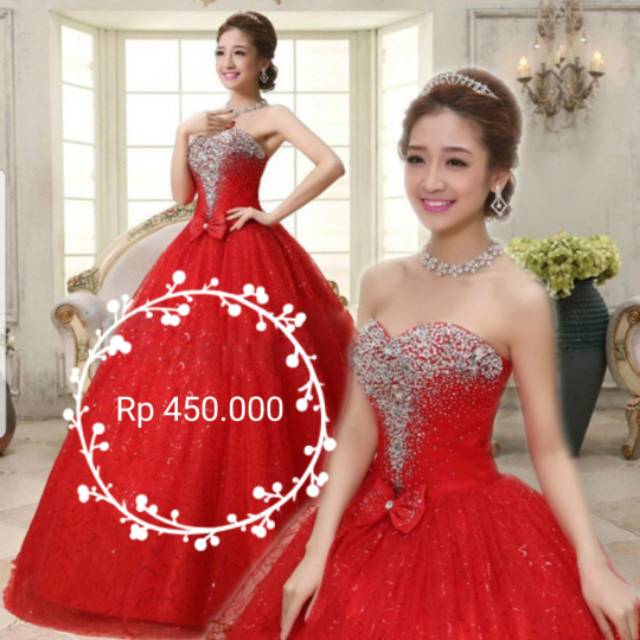 Gaun Pengantin korea /wedding dress  wedding dress  pita dengan  swarozky  ballgown