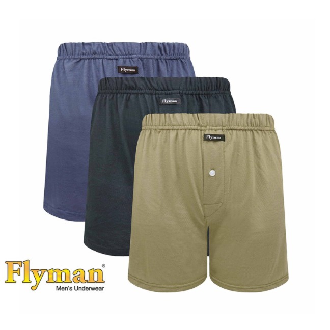 Flyman Celana Dalam Boxer Santai 3 PCS Cotton Basic FM 3330 Underwear