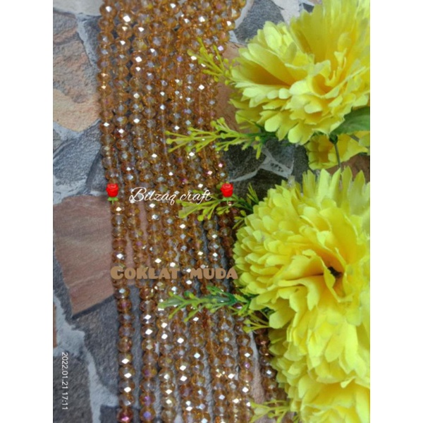 Kristal ceko 8mm gol.biasa-coklat muda