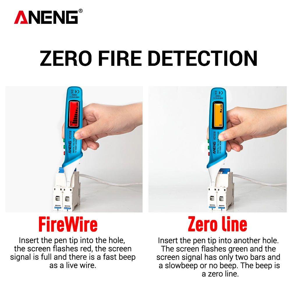 Solighter Electric Sensor Tester ANENG VC1018 Digital Display Alat Listrik Pen Style Electroscope