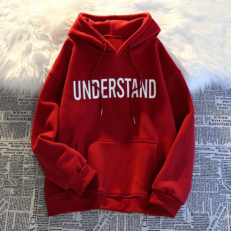 (S - 6XL) Hoodie BIG SIZE UNDERSTAND Jaket JUMBO Jumper Street Style Harajuku Korean Style OVERSIZE Unisex S M L XL XXL 3XL XXXXL 5XL Fleece Pria Wanita Cream Maroon Grey Abu Muda Merah