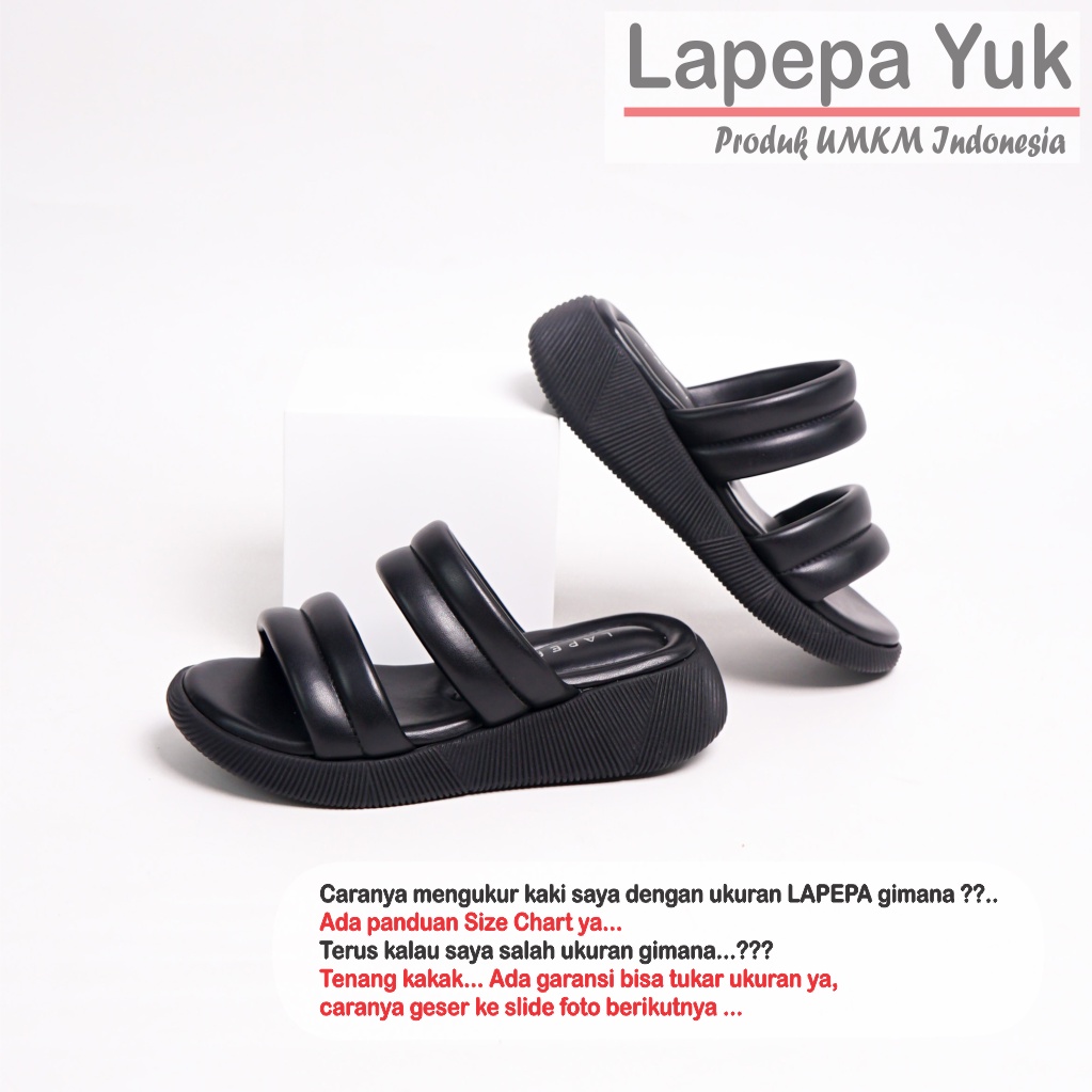 LAPEPA YUK - Sandal Platform Anak Perempuan Usia 2 sampai 10 Tahun ZOYA KIDS Sendal Anak cewek Wedges Wanita Empuk Model Silang Warna BLACK Hitam Ban dua Lucu cewe Slop Usia Umur 3 4 5 6 7 8 9 thn Tahun Premium Ori Original Mall Official Store