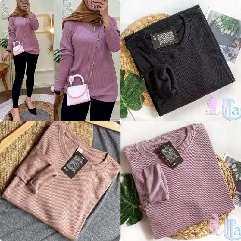 KAOS HM RIB POLOS LENGAN PANJANG