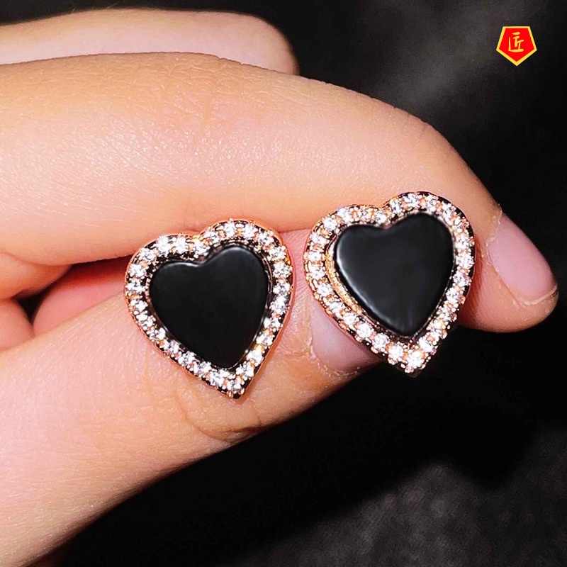 [Ready Stock]New Sweet Heart-Shaped Ear Studs Cute Fashion