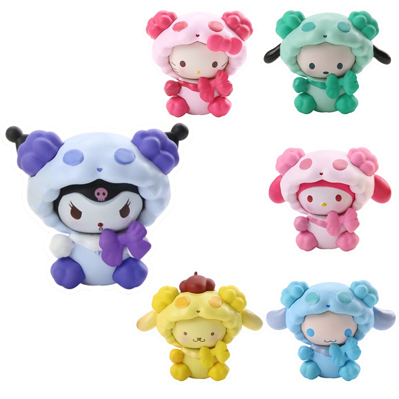 Boneka Kuromi Figure Pvc Set/6pcs My Boneka Hias Melody Mainan Anime Lucu Pvc