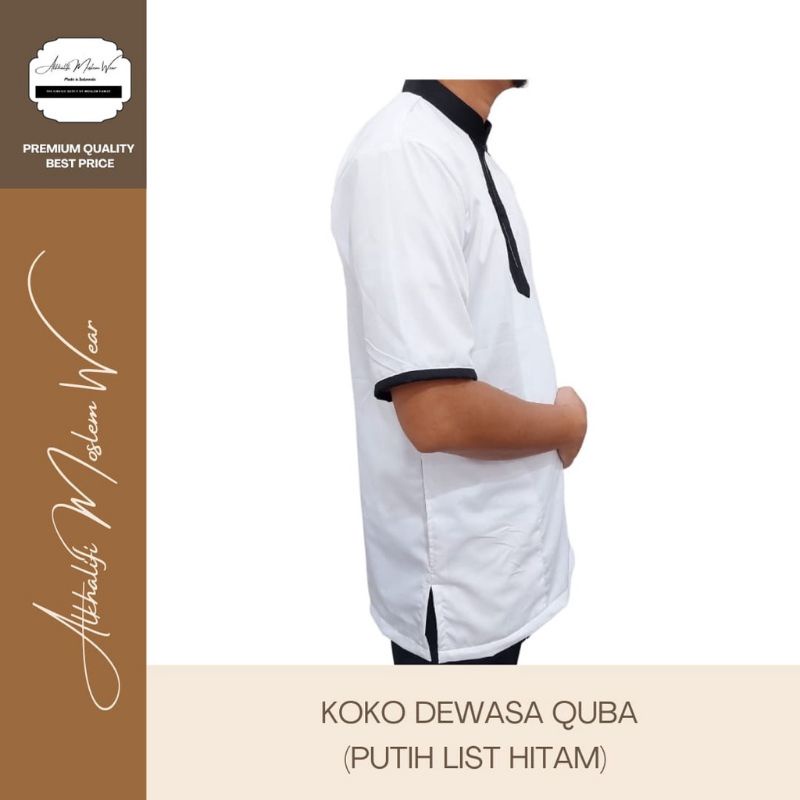 COUPLE Baju Koko Dewasa Quba (Varian White) Berkualitas by Alkhalifi Moslem Wear