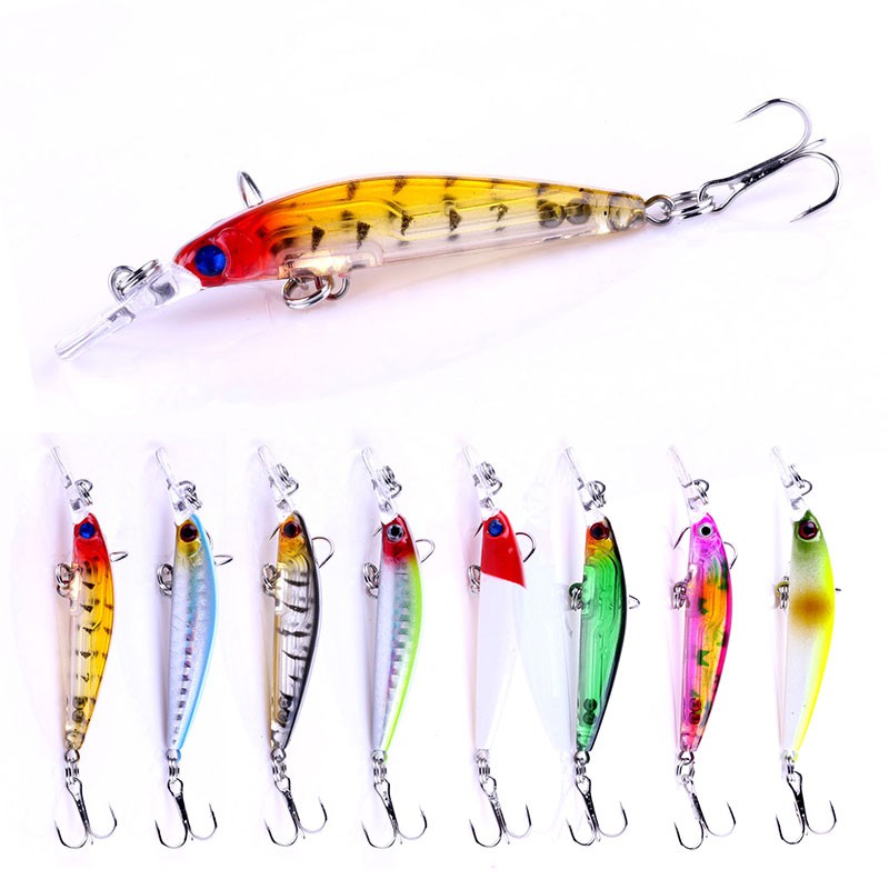 HENGJIA 8pcs 7cm/4g Minnow Umpan Pancing Swimbait Fishing Lure Ikan Bass Kail Bait Topwater Tackle