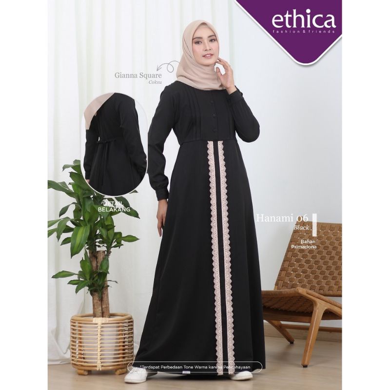 READY STOK. gamis ethica hanami 06 black