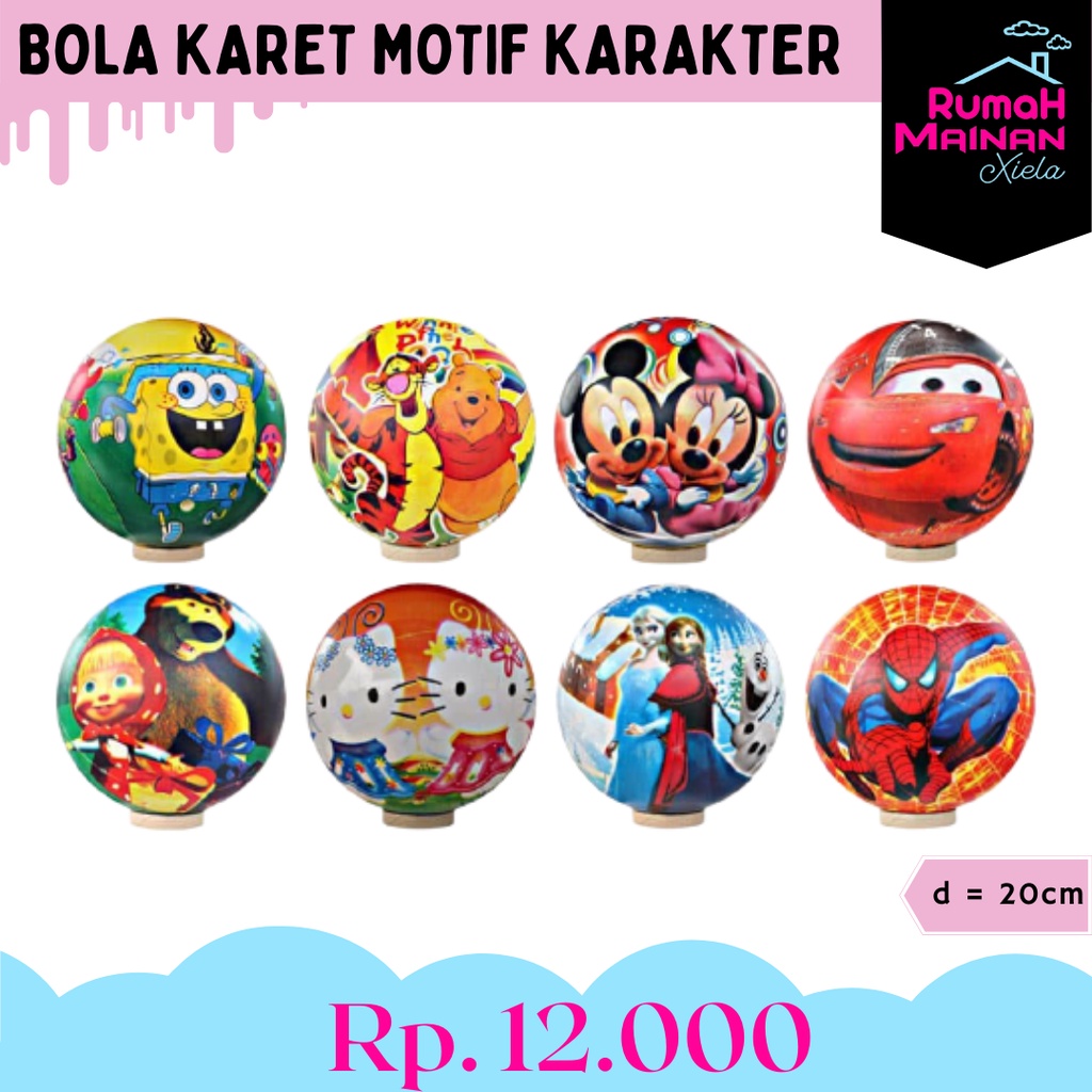 BOLA KARET MOTIF KARAKTER - MAINAN BOLA KARET ANAK - 1227