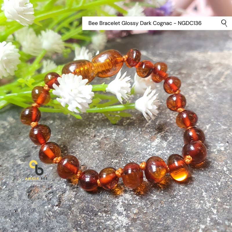 Gelang Amber Baltic Lithuania Balita &amp; Anak Glossy Dark Cognac BGDC136 By Amber Bee