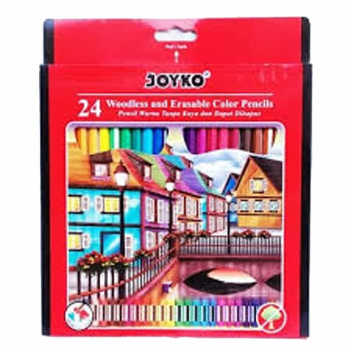 

Joyko CP-115 Long Erasable 24 Colour Pencil Color Pensil Warna Panjang Set 24 CP115 Bisa Dihapus