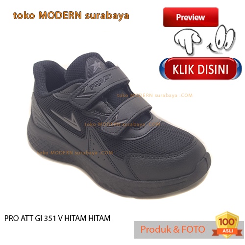 PRO ATT GI 351 V HITAM HITAM sepatu anak sekolah sepatu sneaker velcro