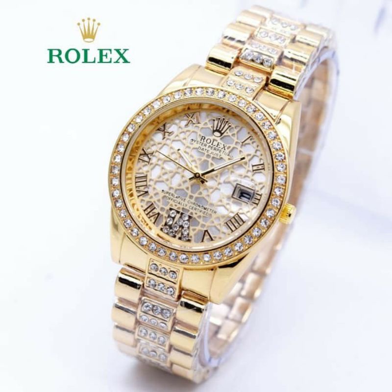 Jam Tangan Rolex Batik Datejus Ring Diamond Super Mewah - Jam Tangan Wanita Rolex - Rolex Batik Gold