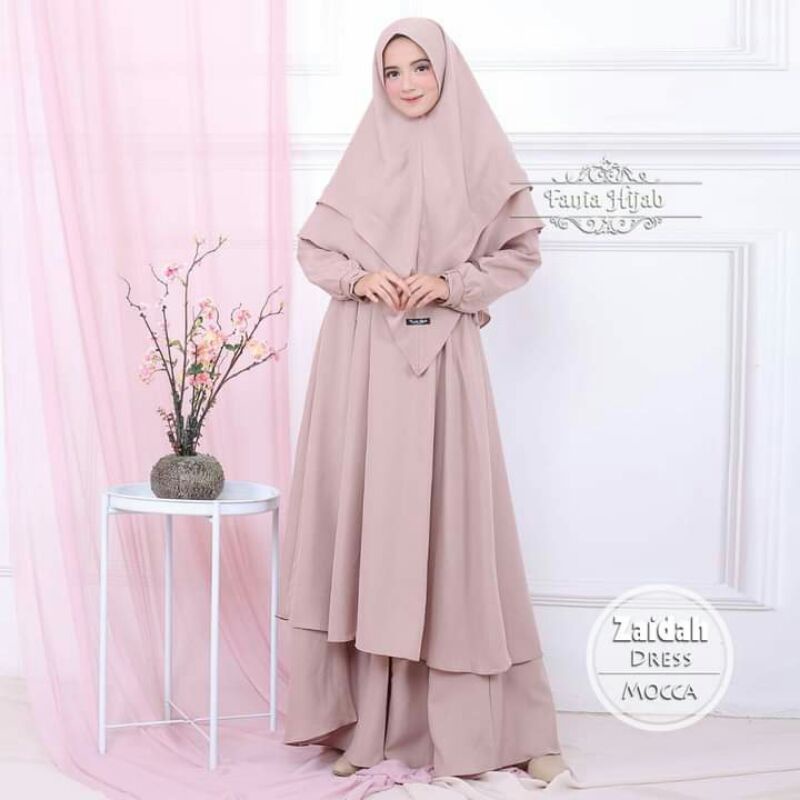 ZAIDAH DRESS BY FANIA HIJAB CREAM ALL SIZE