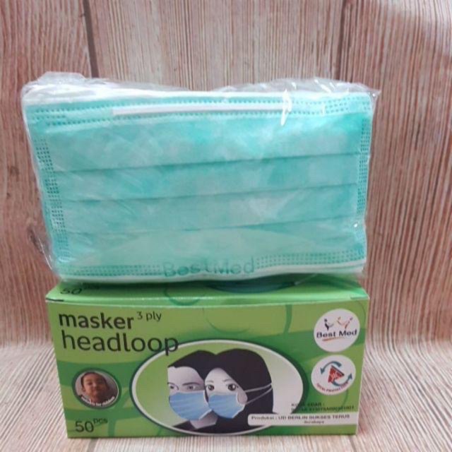 Masker headloop bestmed 3 ply 50 pcs best med