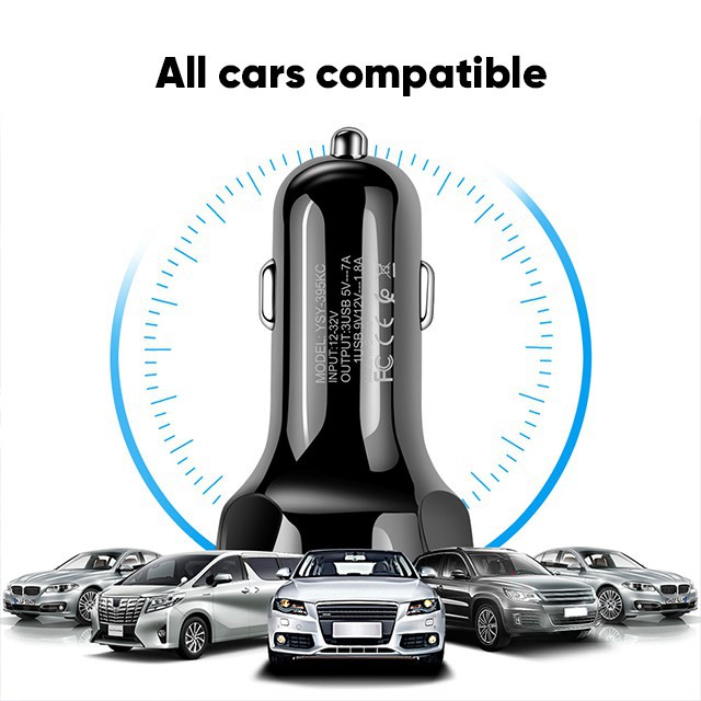 Car Charger Colokan Mobil 3 Ports QC3.0 3.1A YOOGOO Black White