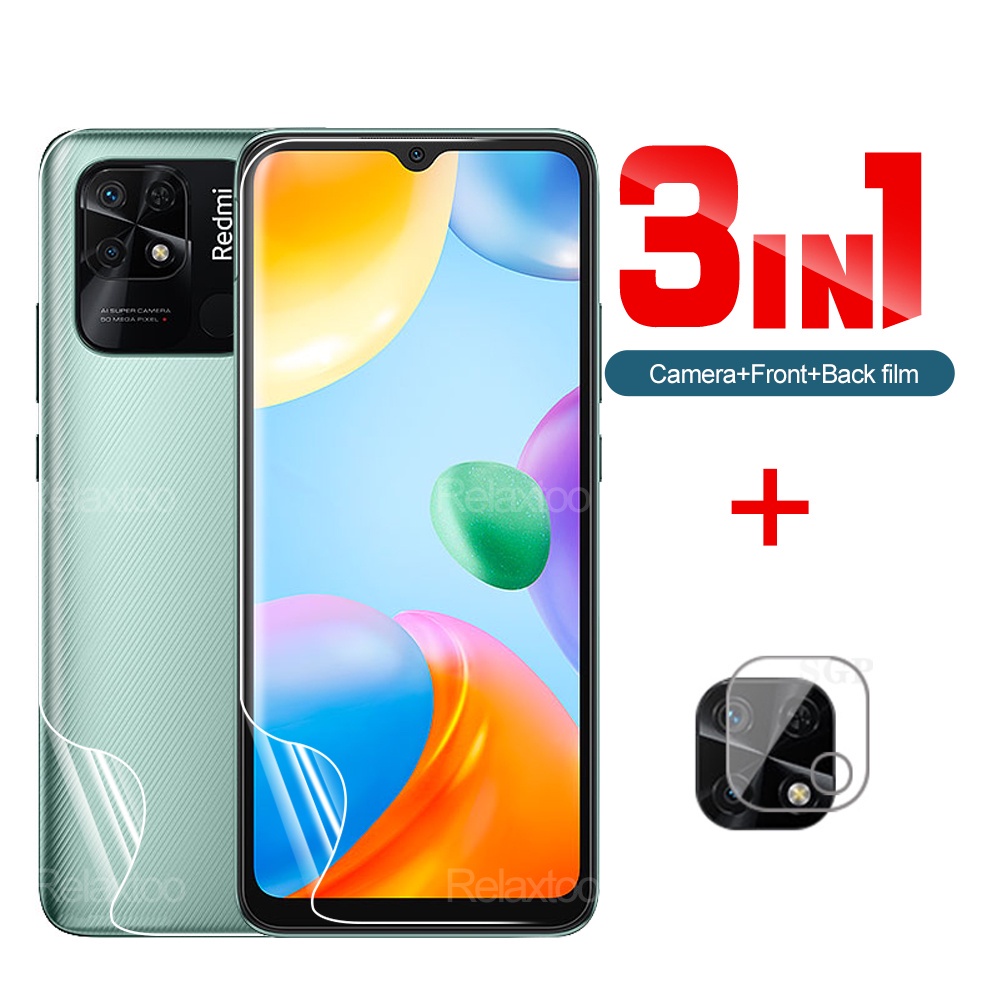 Pelindung Layar Redmi 10A Redmi 10C Redmi 9C bahan hydrogel Paket 3 in 1