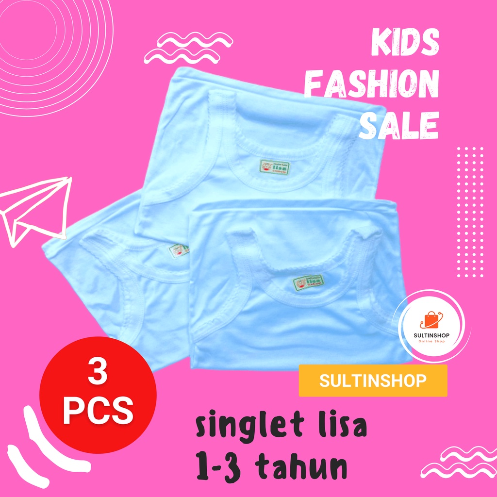 Kaos Dalam Anak Lisa Isi 3 Pcs Bundle Untuk Anak Usia 1-3 Tahun Grosir Singlet Unisex Pakaian Dalam 