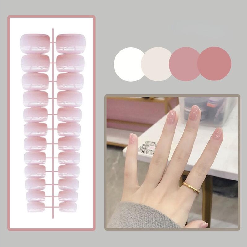 【COD】kuku palsu fake nails oval glossy style 24pcs Nail patch  Patch kuku Manicure (NO glue)