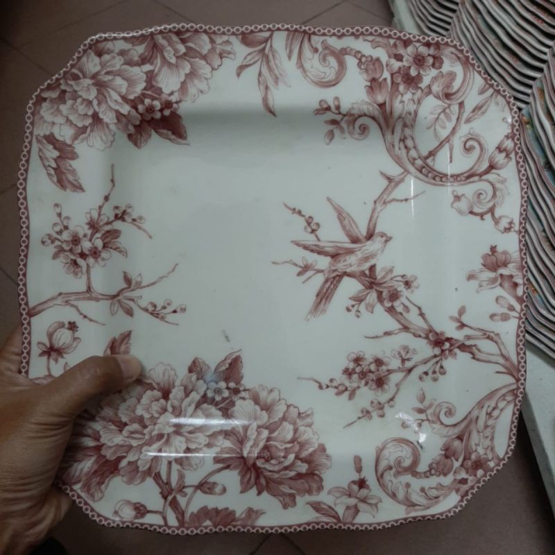 ADELAIDE DINNER PLATE PIRING KERAMIK KOTAK SANGO MOTIF ADELAIDE BURUNG VINTAGE JADUL PAJANGAN HIASAN