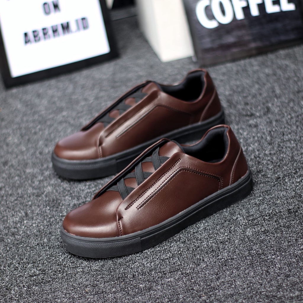 ALLE Sepatu Kasual Sneakers Pria Trendy Kulit Pu Original Distro Kerja Kantor Kuliah Ori