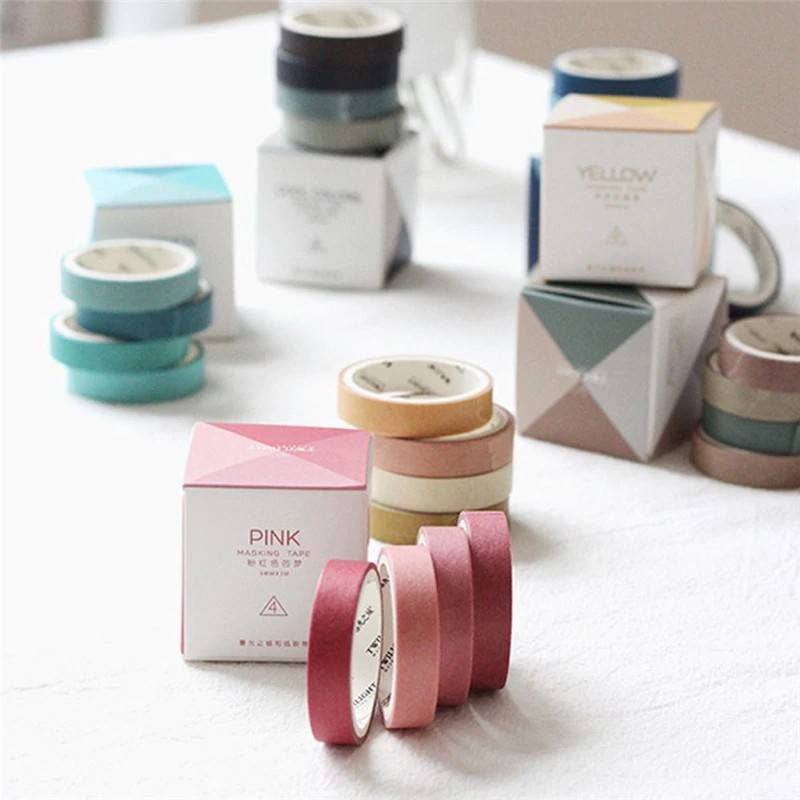 

INDORETAIL | 4 Pcs/set Warna Solid Kertas Tape DIY Dekoratif Scrapbooking Masking Tape Washi Tape