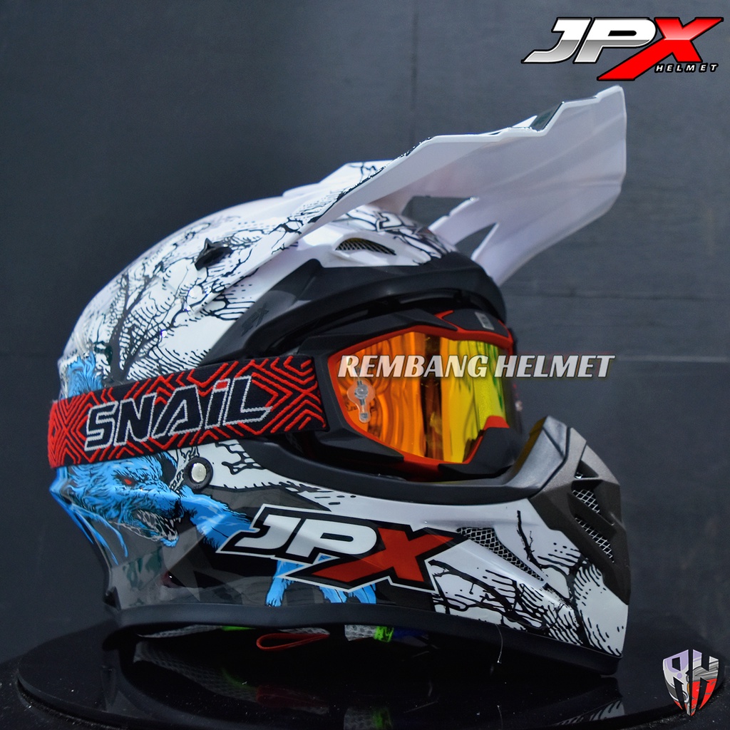 HELM JPX CROSS_FOX1 X14 - PEARL WHITE GLOSS PAKET GANTENG GOOGLE SNAIL HELM JPX KLX ORIGINAL HELMET MOTO TRAIL SUPERMOTO HELM FULL FACE MOTO CROSS TERBAIK TERMURAH-MX36 MATT RED/RED