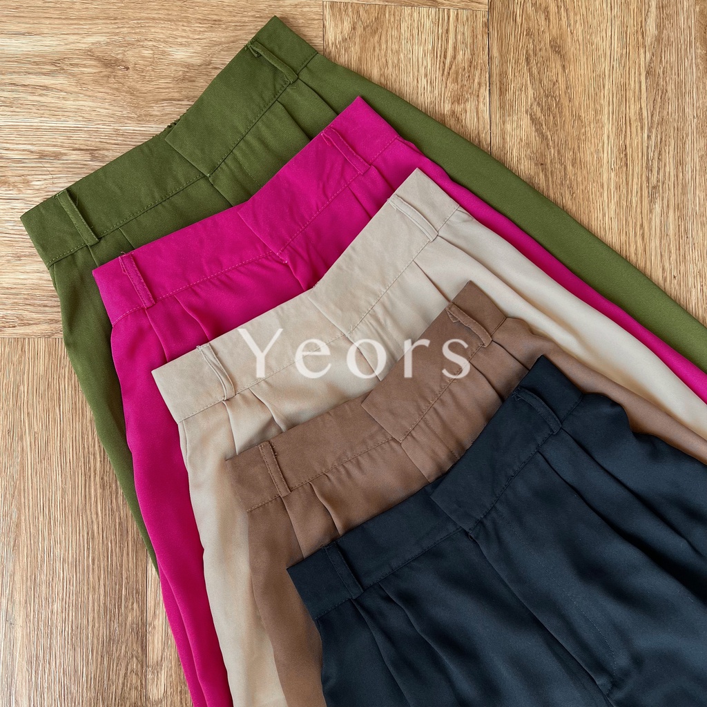 YEORS - Celana Kulot - Wide Leg Highwaist Cullote Kelly Pants - Office Work Pants - Celana Murah Basic Kantor Formal Kasual Wanita - Office Work Trouser - Loungewear Casual Pants - Petite Pants - Celana untuk Wanita Pendek