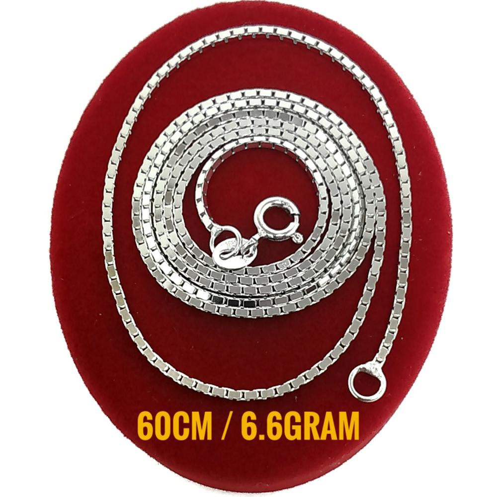 kalung perak silver 925 lapis emas putih  kalung italy kaca 60cm  kalung pria perak 925