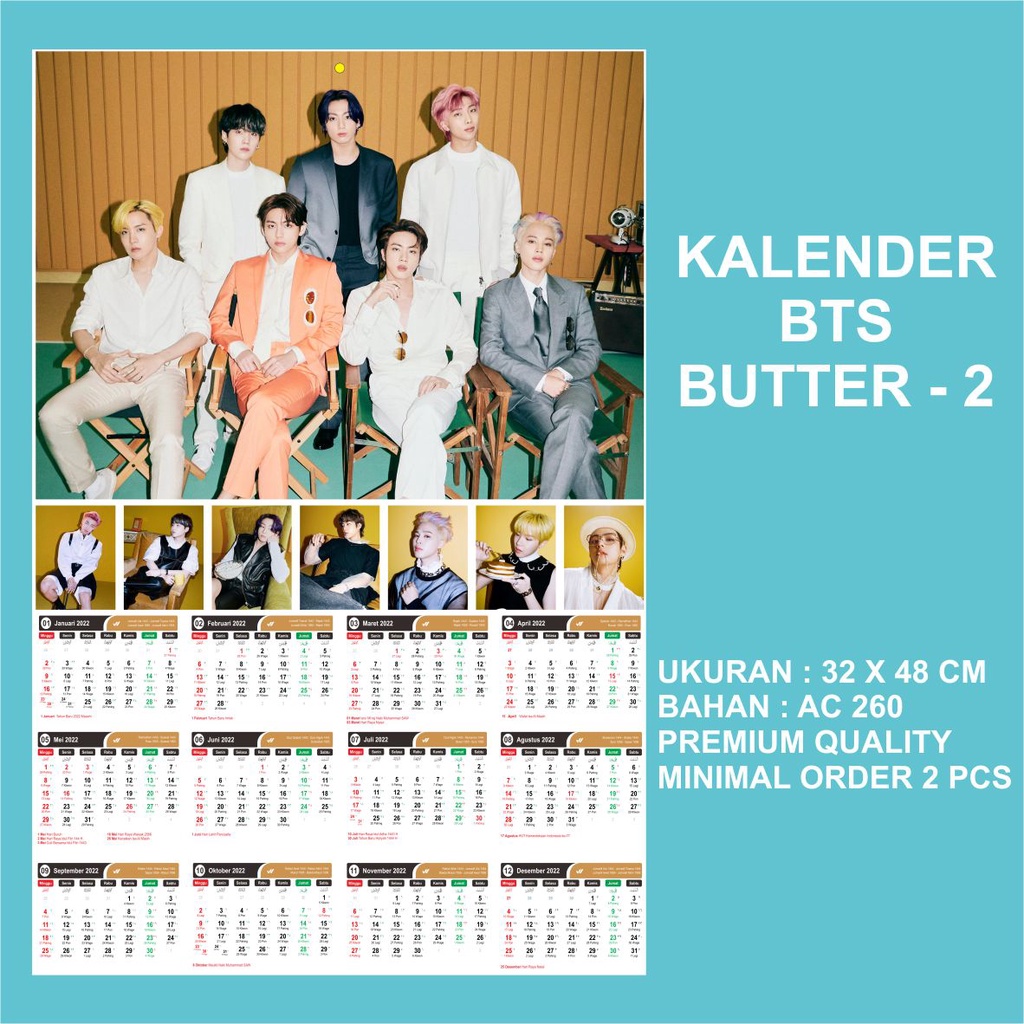 (READY STOCK) KALENDER 2023 - BTS BUTTER - KALENDER KPOP MURAH UNOFFICIAL
