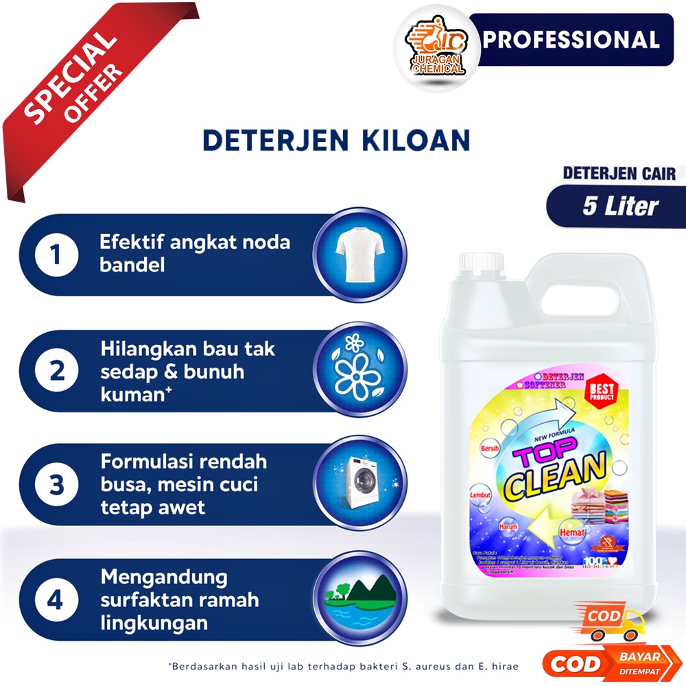 (Super kualitas) DETERJEN CAIR / Deterjen Laundry Kiloan Cair 5 L jerigen / DETERGEN LIQUID LAUNDRY / Deterjen Londry / Deterjen Cair Wangi Kental Busa Banyak cocok untuk rumah tangga dan Laundry / Sabun Curah pencuci pakaian/ pelembut baju pelicin pakain