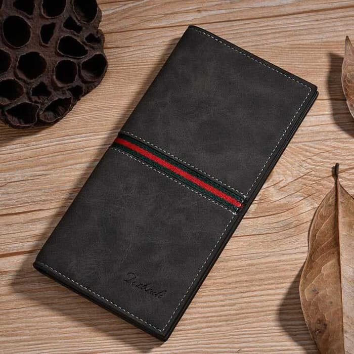 Dompet Kulit Pria Retro Dompet Wanita Panjang Vertical Wallet Dexbxuli